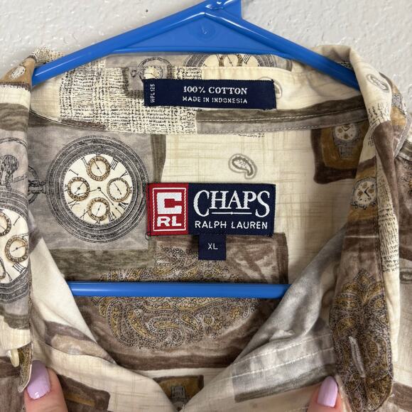 Chaps Ralph Lauren Men’s XL Maximalist Pocket Watch Long Sleeve Button Up Shirt - Picture 8 of 9